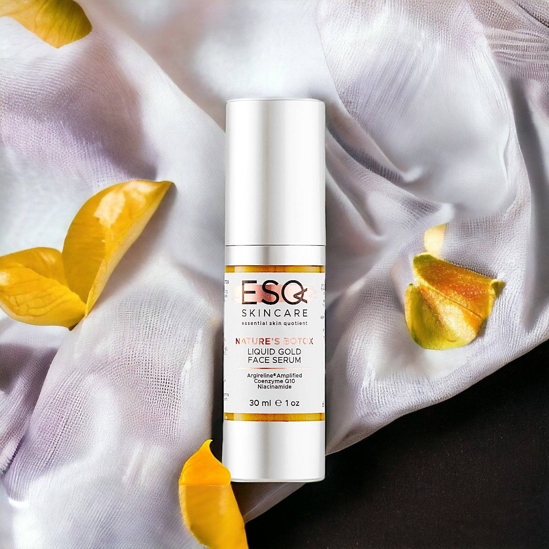 ESQ Skincare Nature’s Botox Liquid Gold Face Serum – anti-aging face serum with peptides, hyaluronic acid, and antioxidants, designed to smooth fine lines, firm skin, and restore a youthful, glowing complexion